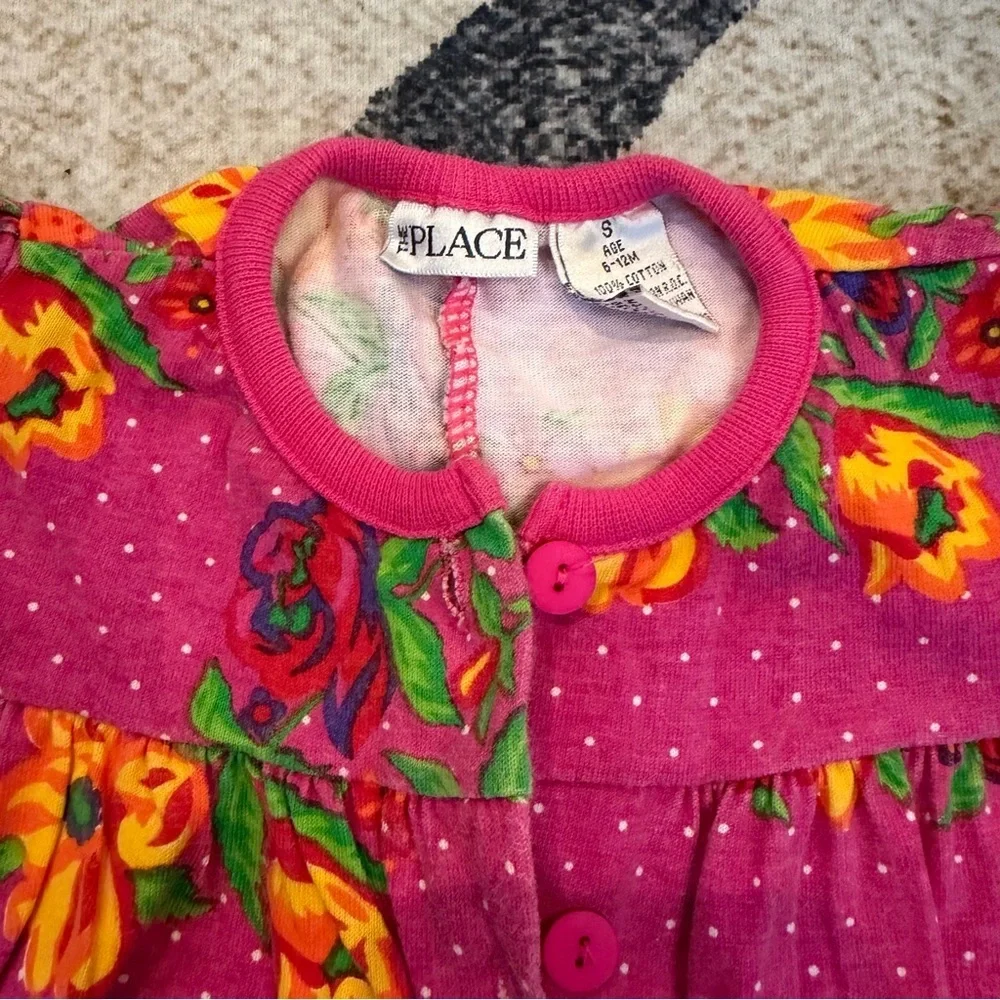 Vintage Children’s Place Floral Jumper Romper Pink Baby 6-12m